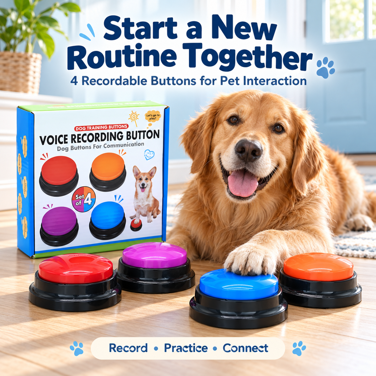 Recordable Pet Talking Buttons – Press, Play & Connect