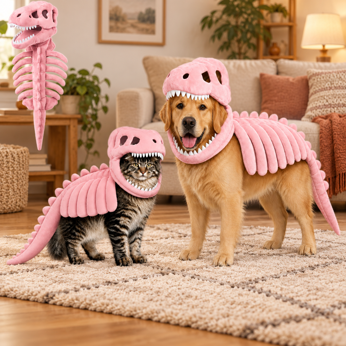 Soft Plush Pet Skeleton Costume for Cats & Dogs