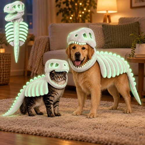 Soft Plush Pet Skeleton Costume for Cats & Dogs