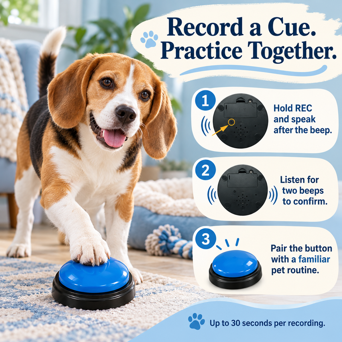 Recordable Pet Talking Buttons – Press, Play & Connect