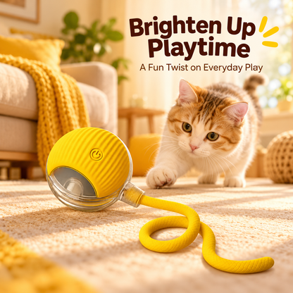 Automatic Rolling Cat Ball – Rechargeable with Rope Tail