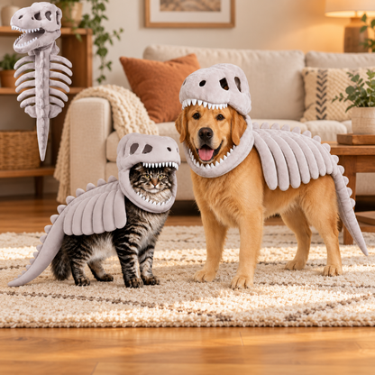 Soft Plush Pet Skeleton Costume for Cats & Dogs