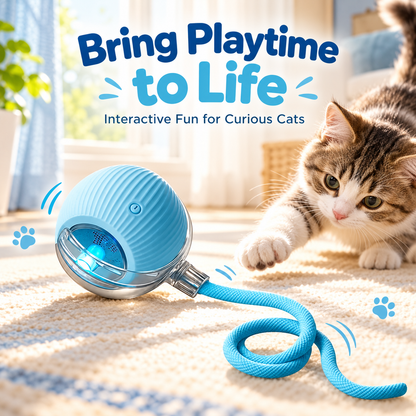 Automatic Rolling Cat Ball – Rechargeable with Rope Tail