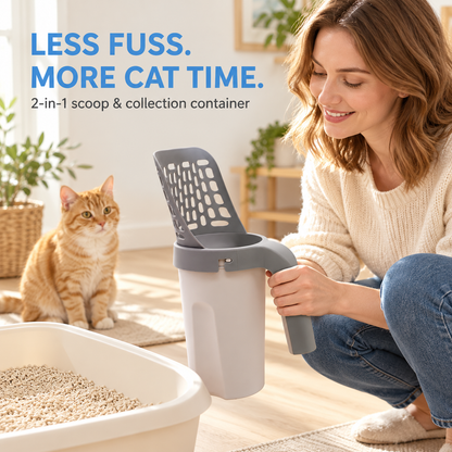 2-in-1 Cat Litter Scoop with Waste Bag Holder