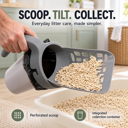 2-in-1 Cat Litter Scoop with Waste Bag Holder