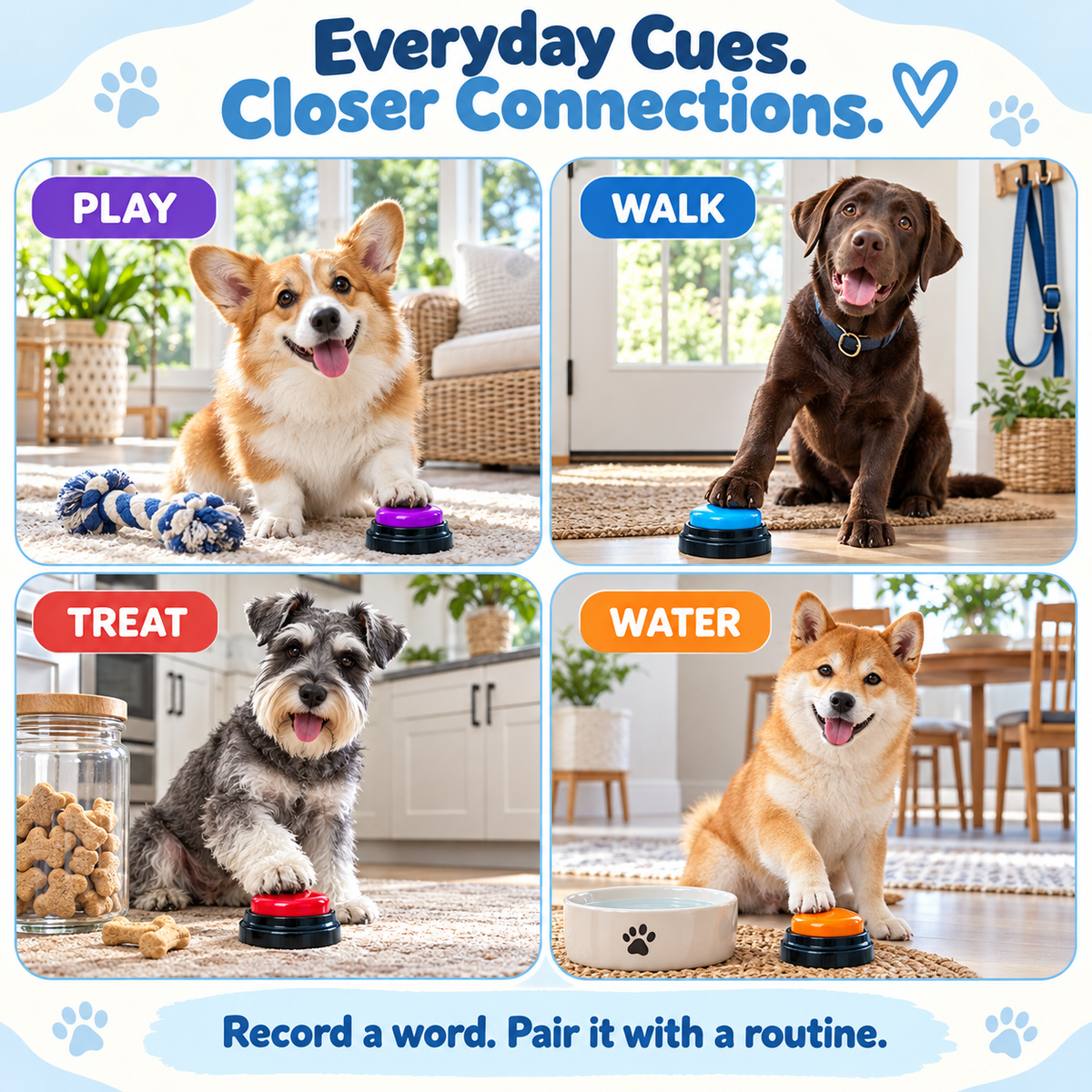 Recordable Pet Talking Buttons – Press, Play & Connect