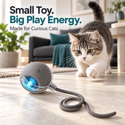 Automatic Rolling Cat Ball – Rechargeable with Rope Tail