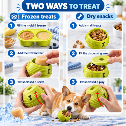 Refillable Dog Treat Toy with DIY Freezer Tray