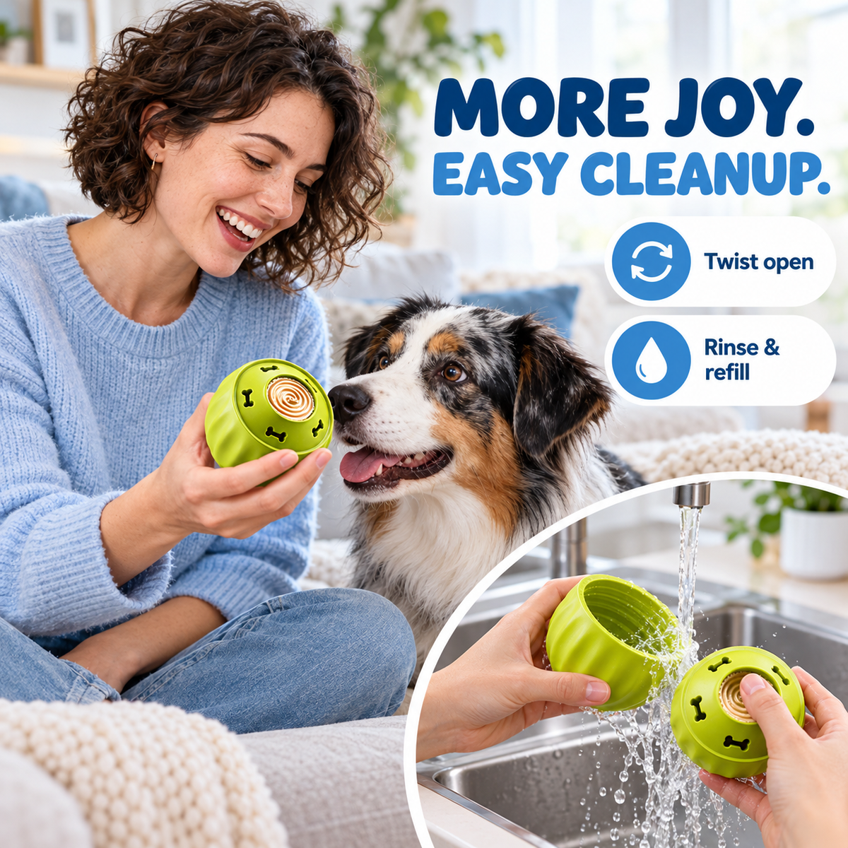 Refillable Dog Treat Toy with DIY Freezer Tray