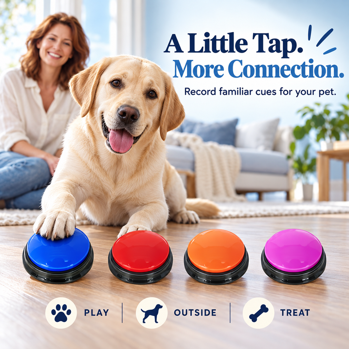 Recordable Pet Talking Buttons – Press, Play & Connect