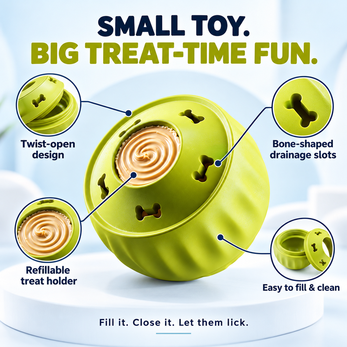 Refillable Dog Treat Toy with DIY Freezer Tray