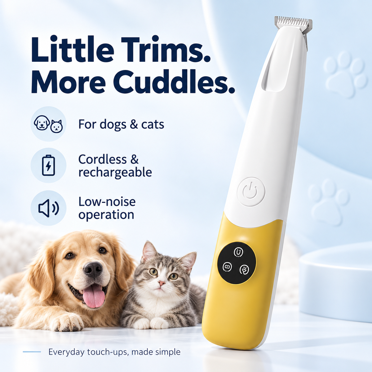 Quiet Cordless Pet Paw Trimmer with LED Light