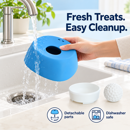 Rolling Ball Pet Treat Bowl – Slow Licking, Less Splash