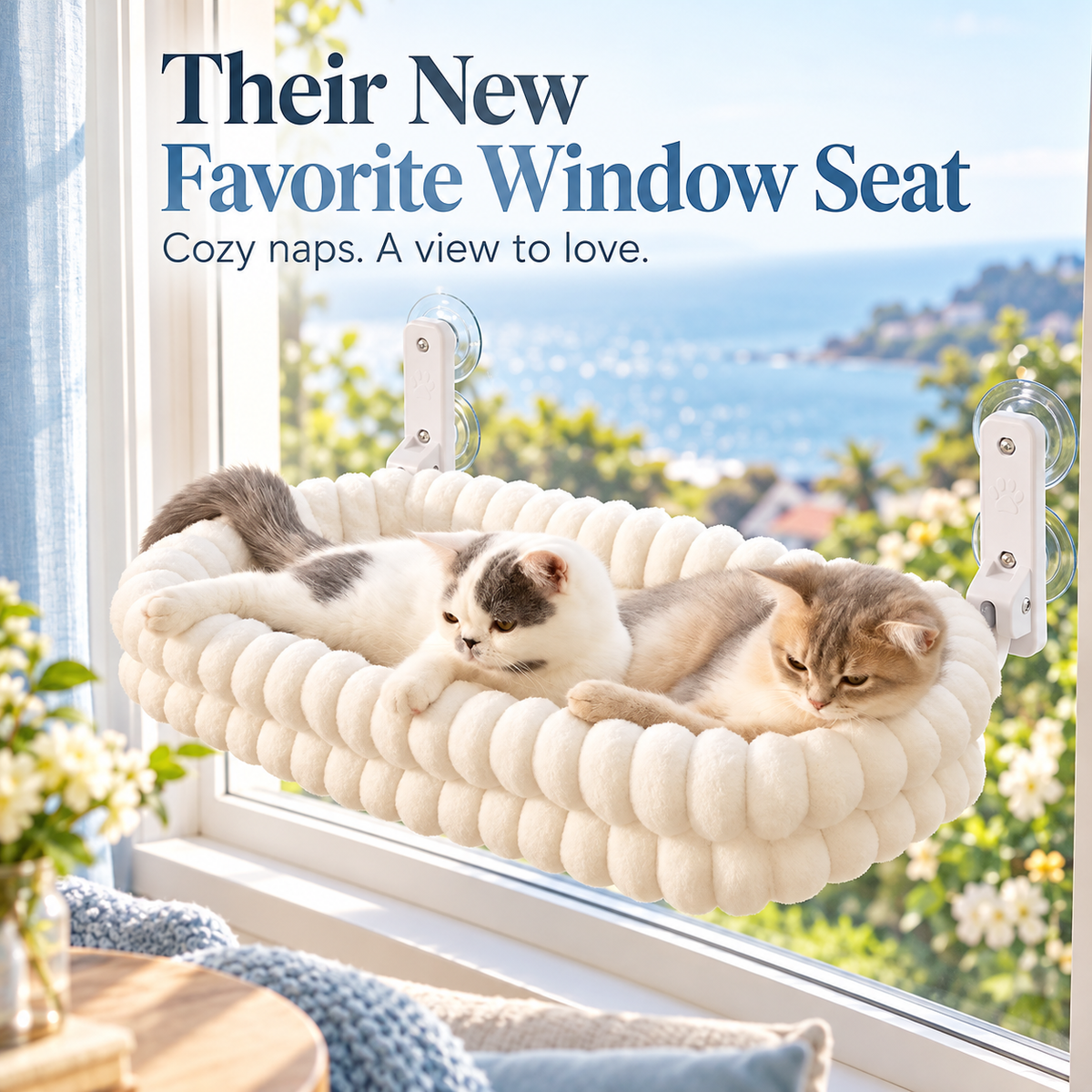 Foldable Cat Window Perch – Cord-Free & Washable