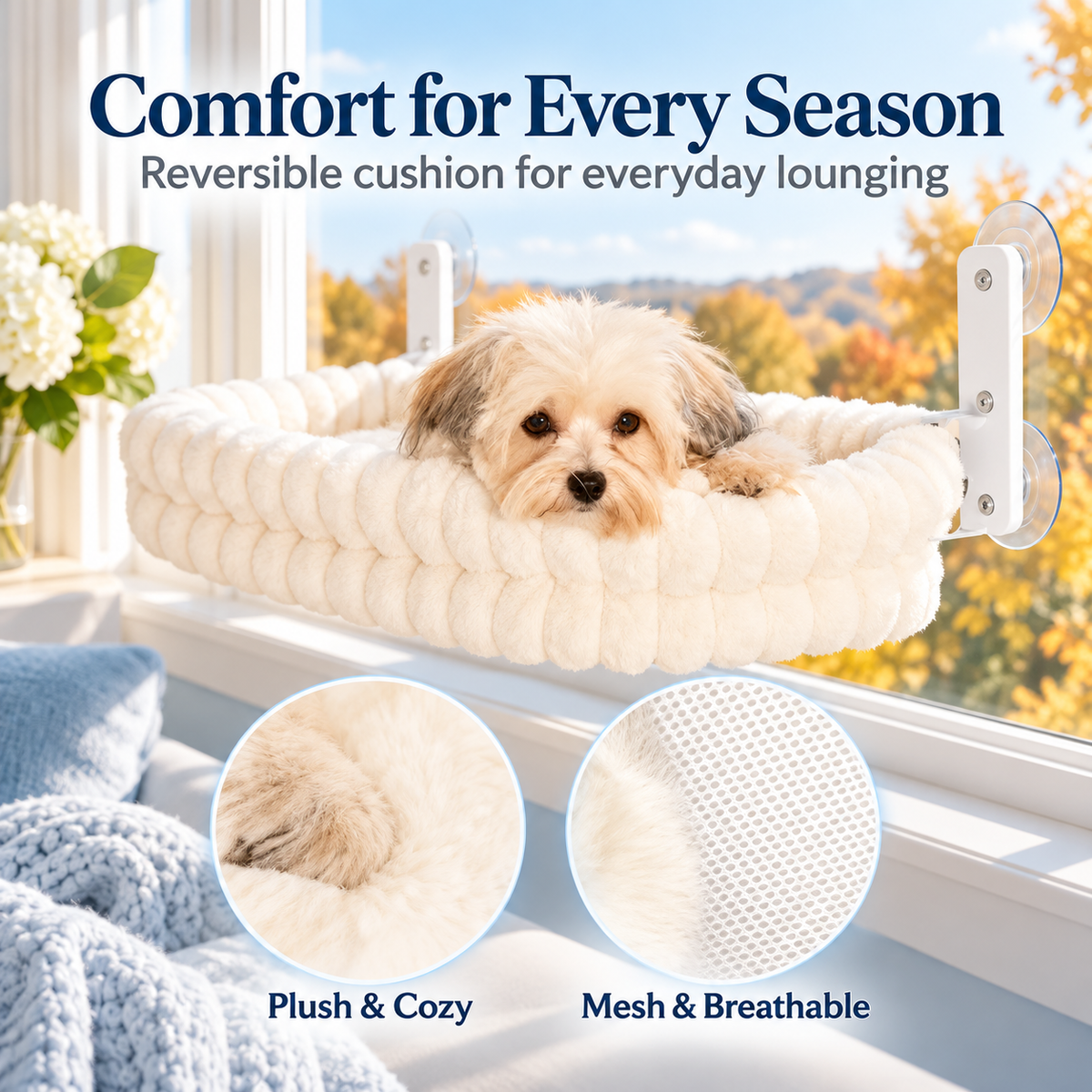 Foldable Cat Window Perch – Cord-Free & Washable