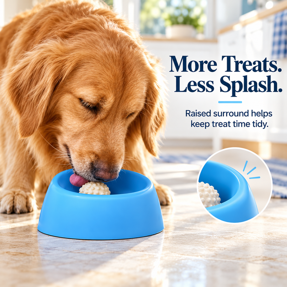 Rolling Ball Pet Treat Bowl – Slow Licking, Less Splash