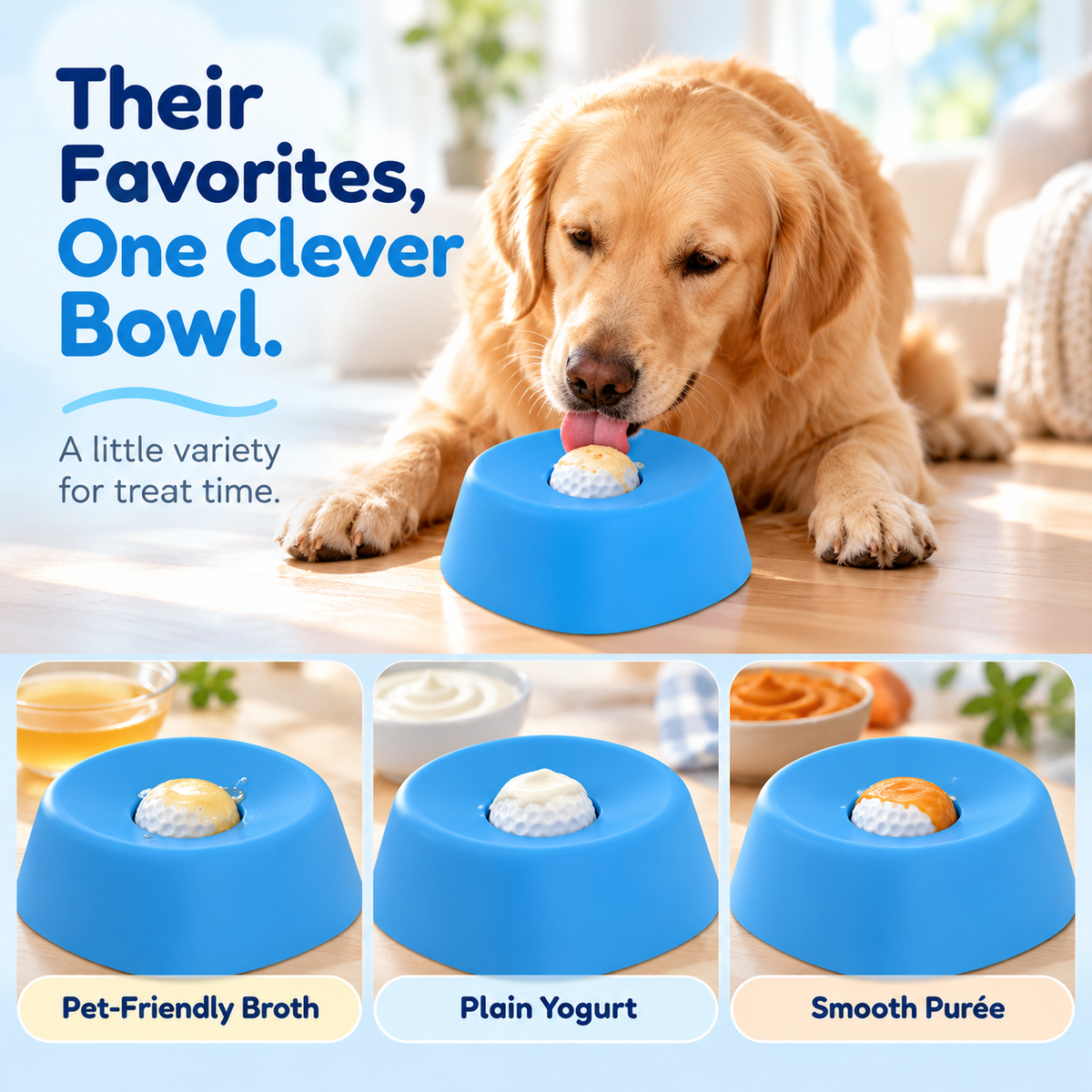 Rolling Ball Pet Treat Bowl – Slow Licking, Less Splash