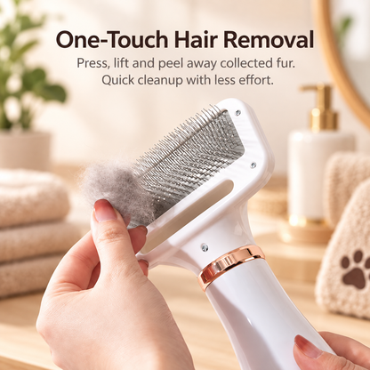 2-in-1 Pet Dryer Brush – 3 Heat Settings & Easy Hair Removal