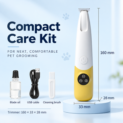 Quiet Cordless Pet Paw Trimmer with LED Light