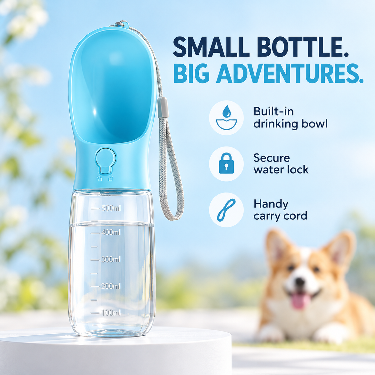 3-in-1 Pet Travel Bottle – Water, Food