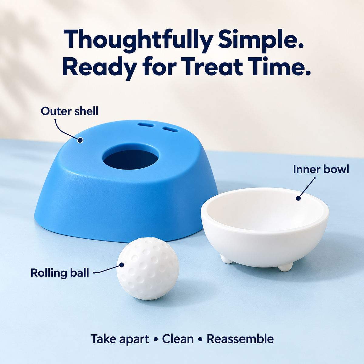 Rolling Ball Pet Treat Bowl – Slow Licking, Less Splash