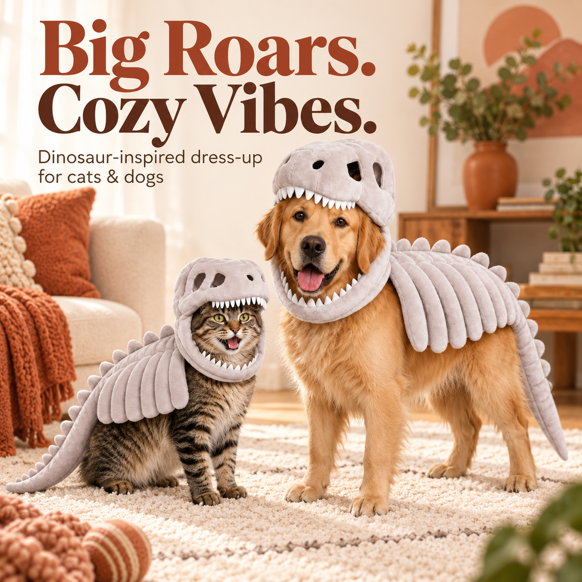 Soft Plush Pet Skeleton Costume for Cats & Dogs