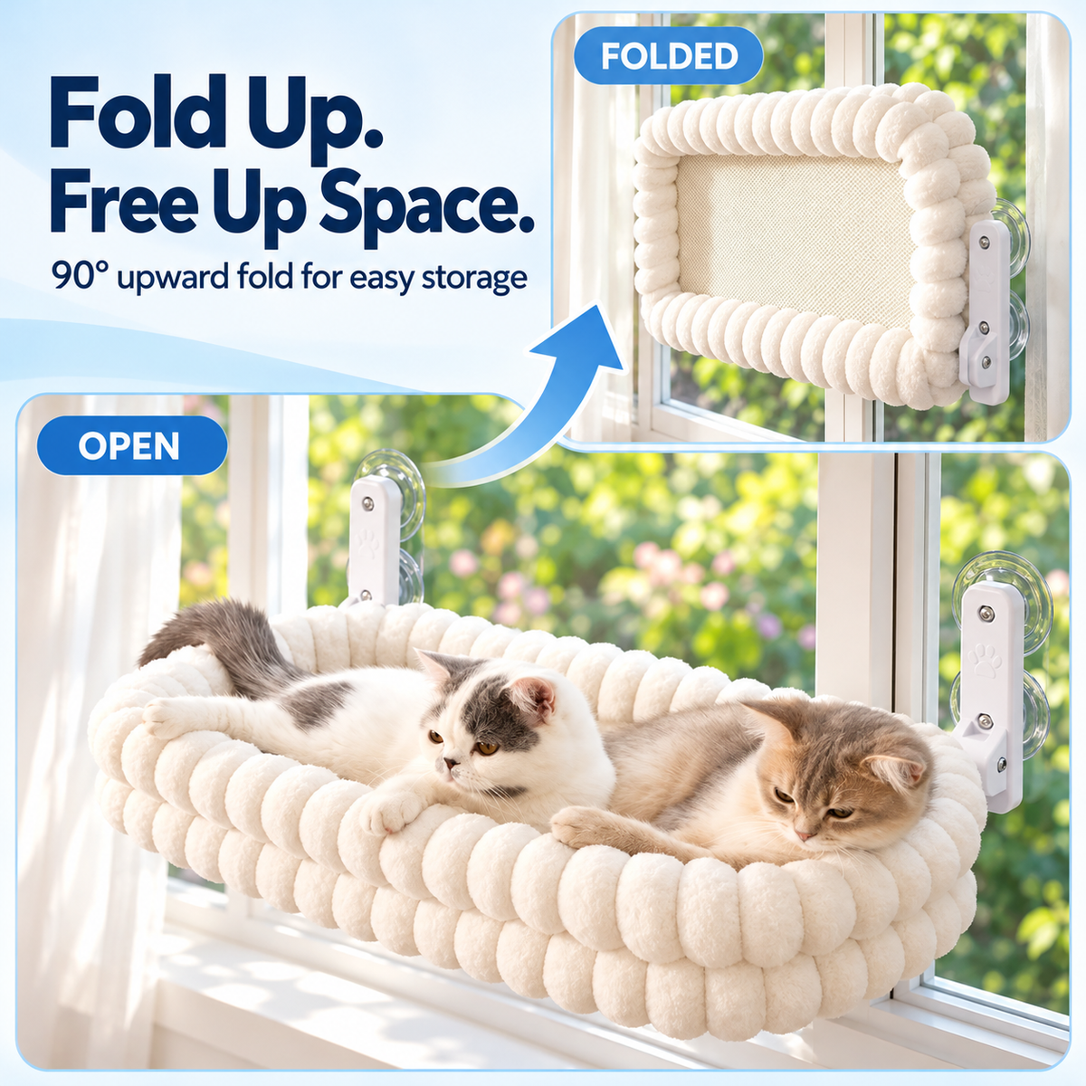 Foldable Cat Window Perch – Cord-Free & Washable