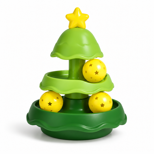 Christmas Tree Cat Toy - Interactive Ball Track Turntable for Indoor Cats
