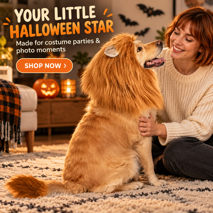 Adjustable Dog Lion Mane with Ears – Halloween Costume