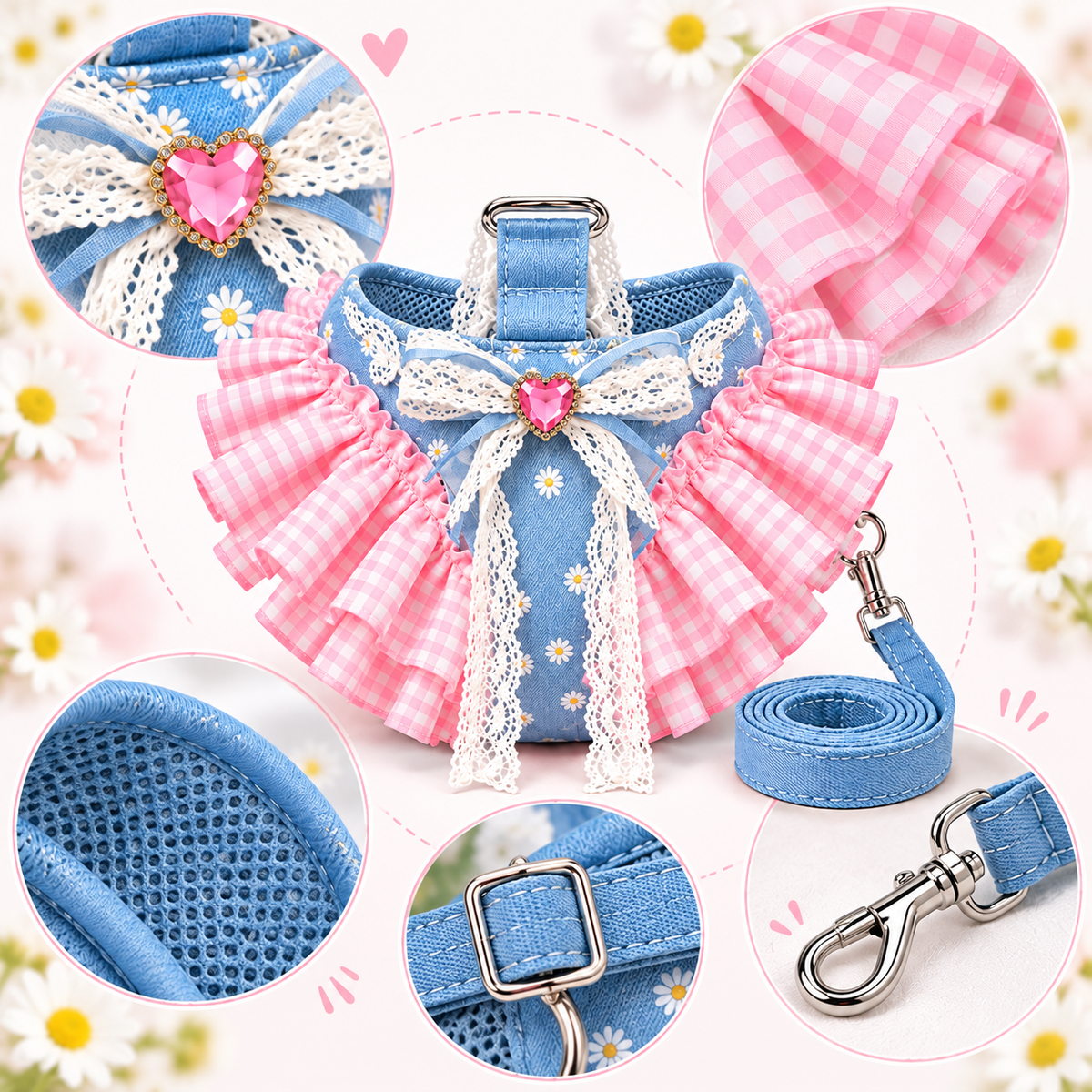 Cute Ruffle Vest‑Style Pet Harness